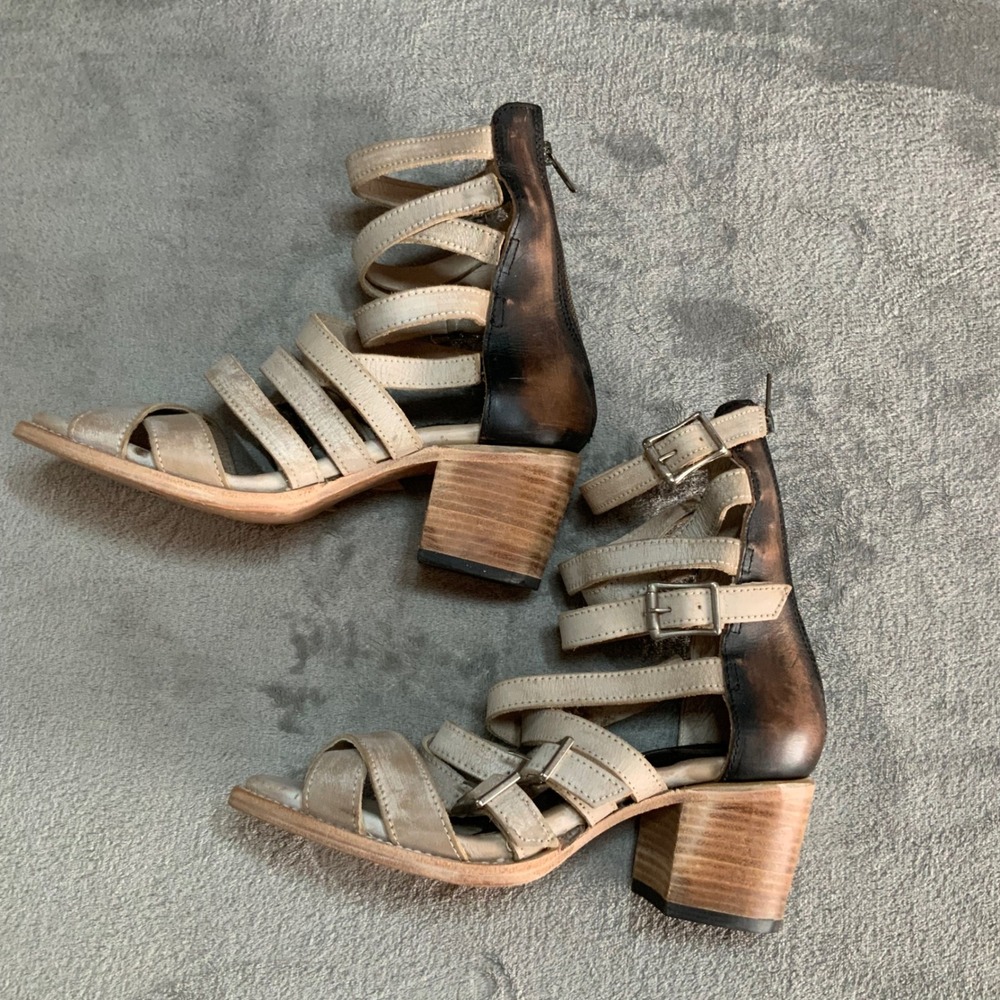 Freebird by Steven W10 Phoenix Distressed Leather Gladiator Block Heel Sandal - Picture 6 of 10